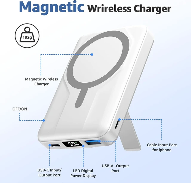 Alt view image 2 of 7 - for MagSafe Portable Charger, 10000mAh Magnetic Power Bank 20W PD