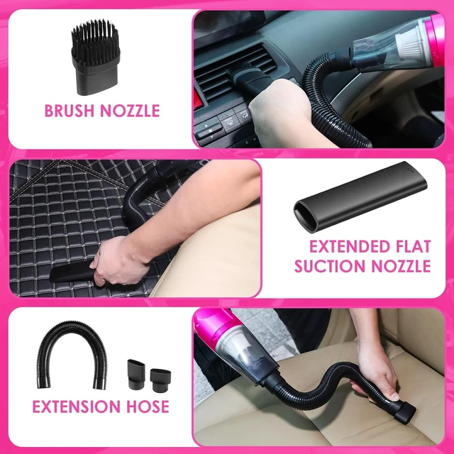 Alt view image 6 of 7 - 20PCS Pink Car Cleaning Kit, Car Interior Detailing Kit with Red High Power Handheld Vacuum, Detailing Brush Set, Windshield Cleaner, Cleaning Gel, Complete Auto Accessories for Women