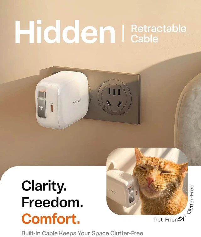 Alt view image 6 of 7 - FlexLine 35W USB C Charger, Dual-Port GaN Retractable Charger