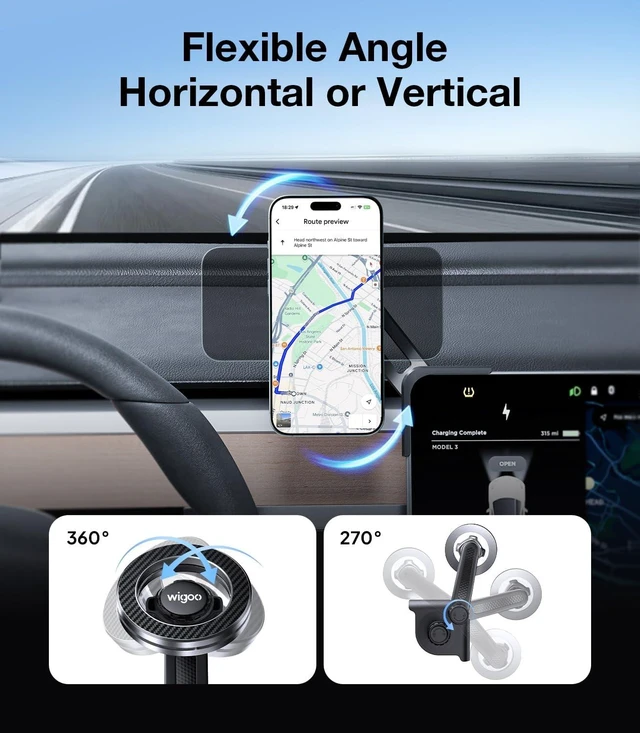 Alt view image 2 of 7 - for Tesla Model 3/Y/YL Accessories Magnet Phone Mount, Clamp(No Glue)