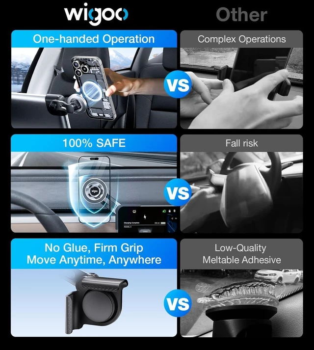 Alt view image 5 of 7 - for Tesla Model 3/Y/YL Accessories Magnet Phone Mount, Clamp(No Glue)