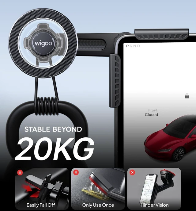 Alt view image 6 of 7 - for Tesla Model 3/Y/YL Accessories Magnet Phone Mount, Clamp(No Glue)