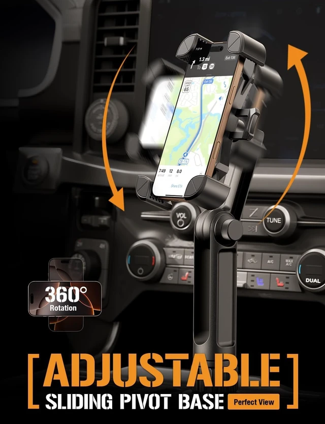 Alt view image 5 of 7 - Cup Holder Phone Mount, Heavy Duty Boom Arm, Adjustable Grip