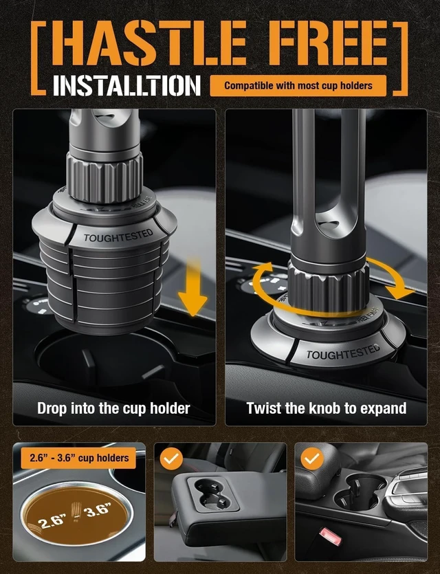 Alt view image 6 of 7 - Cup Holder Phone Mount, Heavy Duty Boom Arm, Adjustable Grip