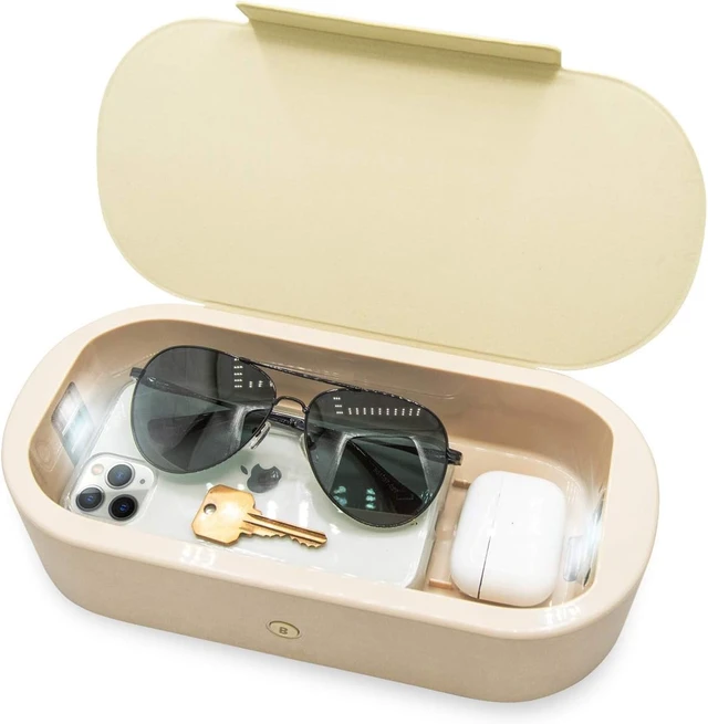 Alt view image 3 of 7 - Beyond UV+O3 Sanitizer Box and Universal Charger UV and Ozone Disinfector for Phone, Mask, Makeup Brush, Nail Tool (Almond Oil)