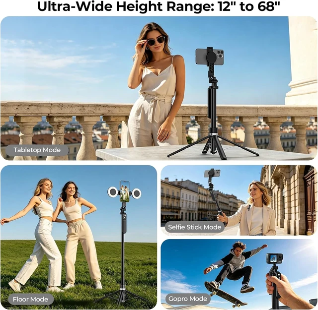 Alt view image 7 of 7 - Content Creator Essentials Vlogging Kit, Magnetic Tripod & 2 Lights 2 Mics