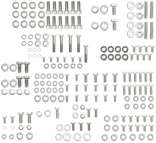 Main image of Stainless Steel Small Block Engine Hex Bolt Kit for Chevy 265 283 302 305 307 327 350 400 SBC Engine (211 Pcs Nuts&Bolts)