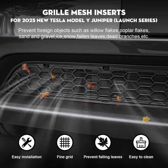 Alt view image 4 of 7 - Grille Mesh Inserts for 2026 Tesla New Model Y Premium