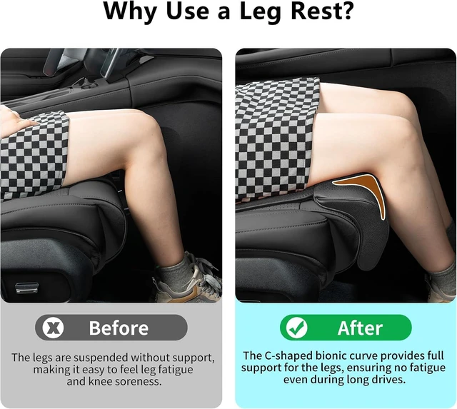 Alt view image 4 of 7 - Car Seat Extender Leg Support Cushion for Driver Seats, Black, 1P