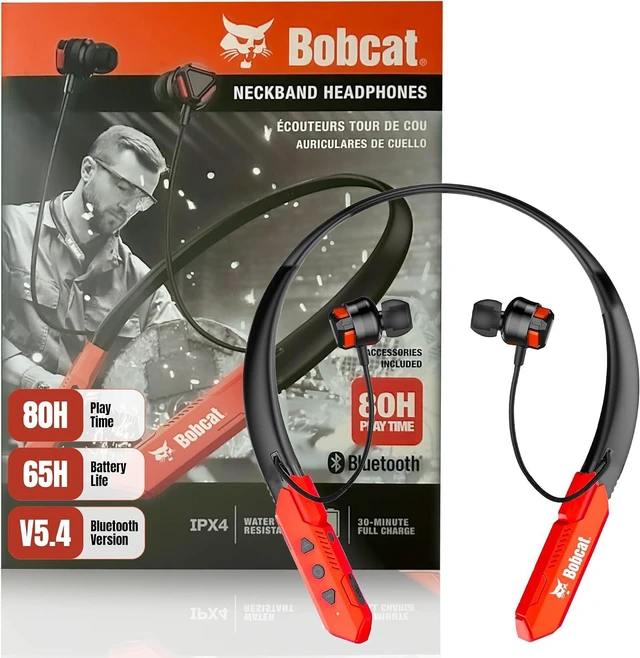 Main image of Bobcat Neckband Bluetooth Headphones, 80H Battery, Fast Charging