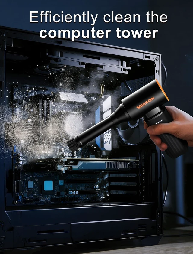 Alt view image 3 of 7 - Compressed Air Duster 260000RPM, Cordless Ultra 3-Speed Adjustable