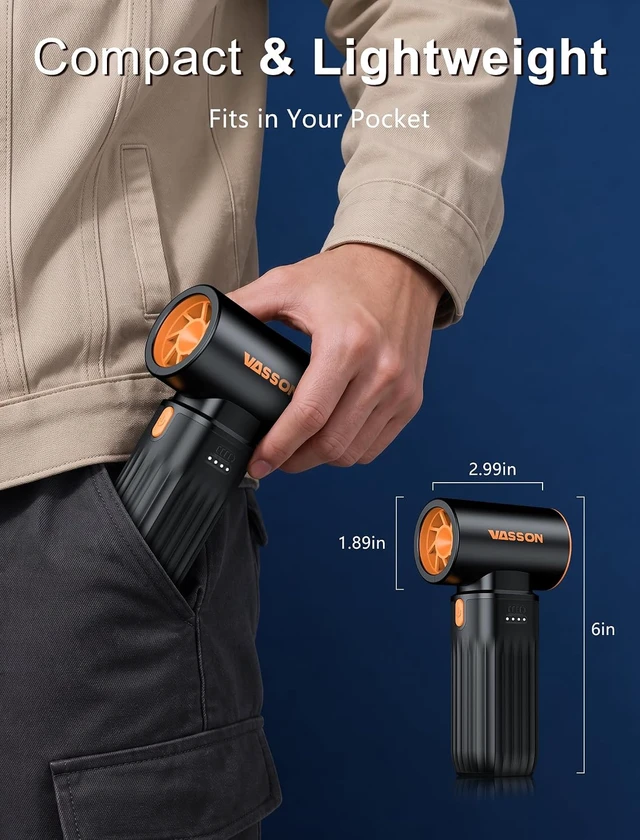 Alt view image 7 of 7 - Compressed Air Duster 260000RPM, Cordless Ultra 3-Speed Adjustable