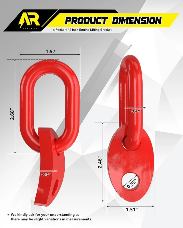 Alt view image 2 of 6 - 7100 Lifting Bracket Set for Engine - 4 Heavy-Duty Engine Lift Bracket 5500 Lb Capacity, Engine Support Bar for Lifting Slings and Load Levelers, Red