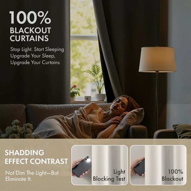 Alt view image 2 of 7 - Cream 100% Blackout Short Curtains for Bedroom 40x45 Inch Length