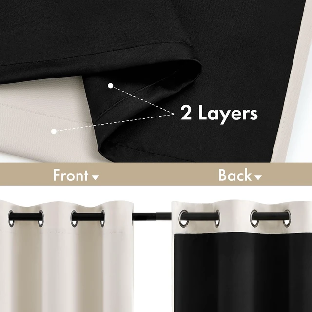 Alt view image 3 of 7 - Cream 100% Blackout Short Curtains for Bedroom 40x45 Inch Length
