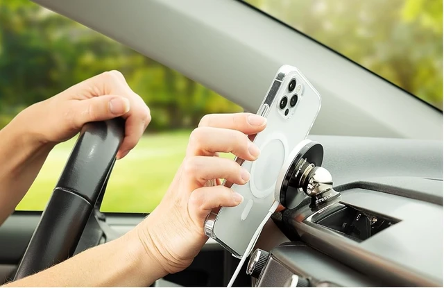 Alt view image 3 of 4 - Universal Car Phone Mount Magnetic/Orbiter Plus Dash Mount - All-Metal Car Mount Compatible with Magnets Inside MagSafe iPhones - Cell Phone Holder for Car Dashboard