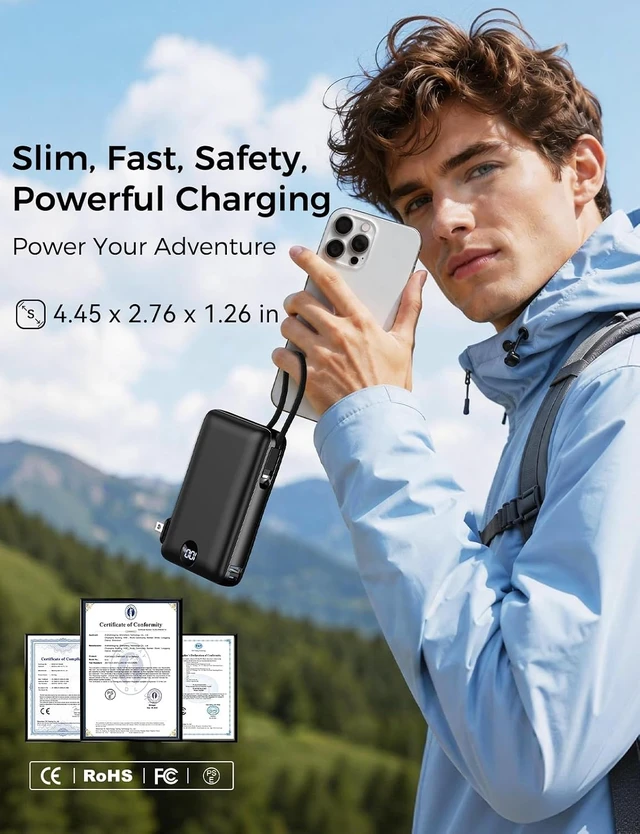 Alt view image 5 of 7 - Portable Charger Power Bank 50000mAh Massive Capacity with Wall Plug Black