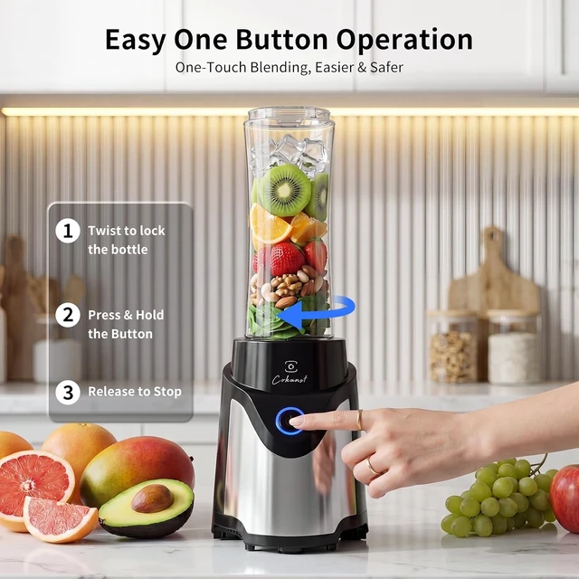 Alt view image 3 of 7 - Smoothie Blender, Personal Blender with 2 To-Go Cups & Lids, Black