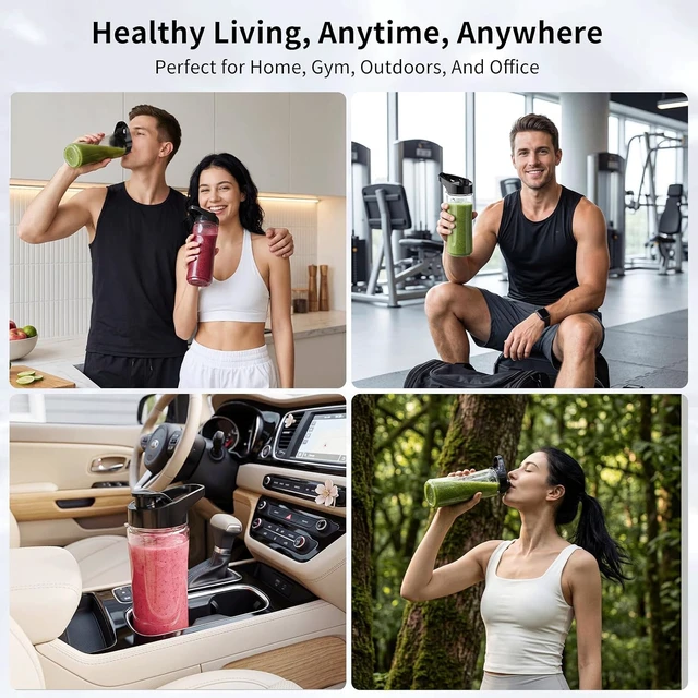 Alt view image 7 of 7 - Smoothie Blender, Personal Blender with 2 To-Go Cups & Lids, Black