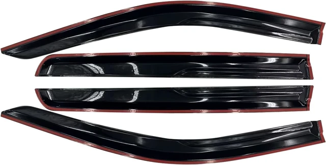 Alt view image 4 of 7 - Tape-On Side Window Visor Deflectors Rain Guards for 2019-2024 Chevy Silverado/GMC Sierra 1500 Crew Cab, 2020-2024 Silverado/Sierra 2500HD 3500HD Window Rain Deflectors 4pcs