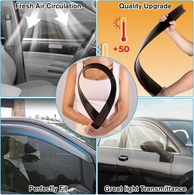 Alt view image 3 of 7 - Tape-On Side Window Visor Deflectors Rain Guards for 2019-2024 Chevy Silverado/GMC Sierra 1500 Crew Cab, 2020-2024 Silverado/Sierra 2500HD 3500HD Window Rain Deflectors 4pcs