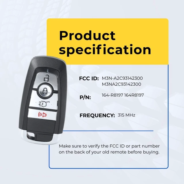 Alt view image 4 of 7 - Replacement Key Fob Compatible with Escape 2022 FCC M3N-A2C93142300 M3NA2C93142300 Part Number 164-R8197 164R8197