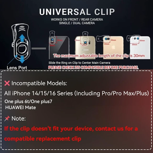 Alt view image 3 of 7 - 4 in 1 Phone Photography Kit, 18X Telephoto Lens, 198° Fisheye Lens, 15X Macro Lens, 0.63X Wide Angle Lens, Set with Flexible Phone Tripod, for iPhone Pixel