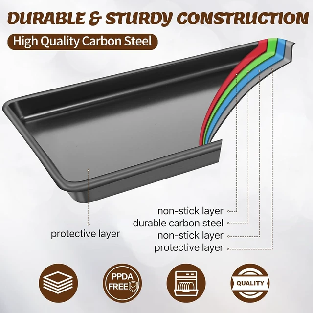 Alt view image 4 of 7 - Baking Pans Set, Nonstick Bakeware Sets, Oven Pans for Cooking, 6 Pieces Baking Sheets Set Including Cookie Sheet, Deep Roaster Pan, Square Pan, Loaf Pan, Muffin Pan, Carbon Steel Baking Set