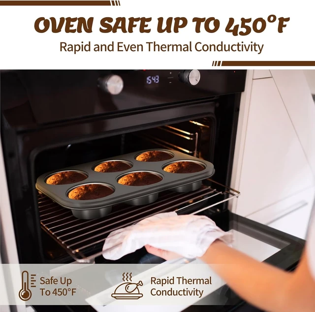 Alt view image 5 of 7 - Baking Pans Set, Nonstick Bakeware Sets, Oven Pans for Cooking, 6 Pieces Baking Sheets Set Including Cookie Sheet, Deep Roaster Pan, Square Pan, Loaf Pan, Muffin Pan, Carbon Steel Baking Set