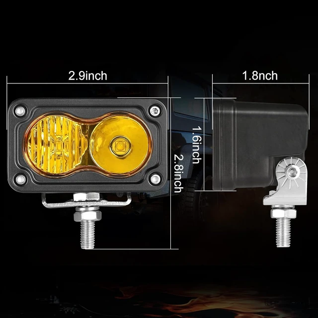 Alt view image 2 of 7 - LED Pods Amber 3" Driving Fog Light Yellow Off Road Lights