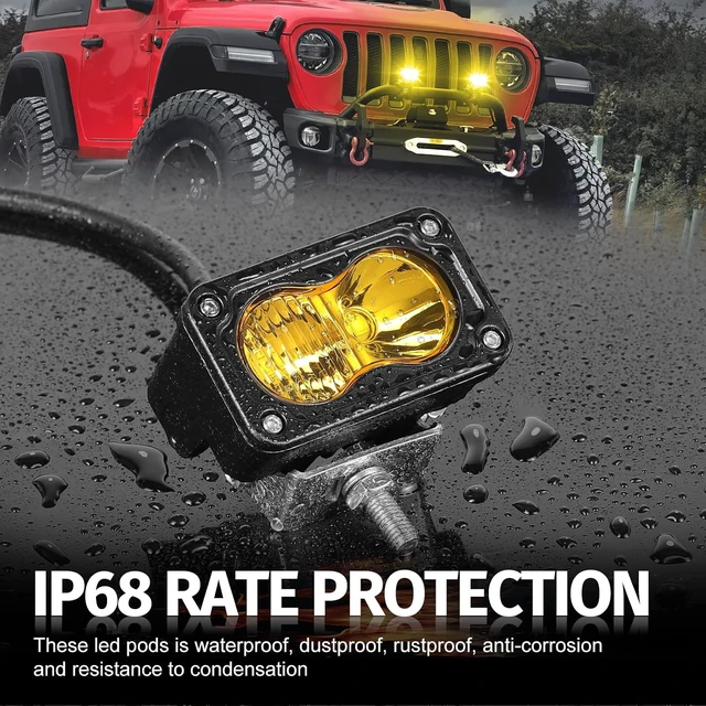 Alt view image 6 of 7 - LED Pods Amber 3" Driving Fog Light Yellow Off Road Lights