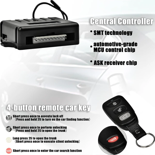 Alt view image 4 of 7 - Universal Car Power Door Lock Kit with 4Pcs 12V Car Door Lock Actuator, Keyless Entry System with 2 Remotes, 1 Central Locking System, 1 Faraday Bag, Power Central Lock Kit for Cars,Auto,Truck