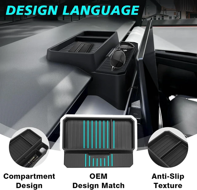 Alt view image 5 of 7 - Sunglasses Holder Dash Organizer for 2024-2026 Tesla Cybertruck