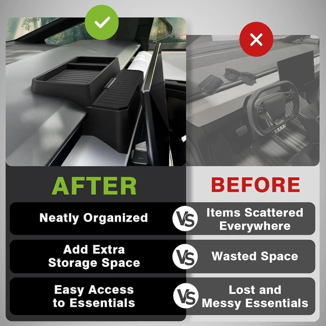 Alt view image 7 of 7 - Sunglasses Holder Dash Organizer for 2024-2026 Tesla Cybertruck