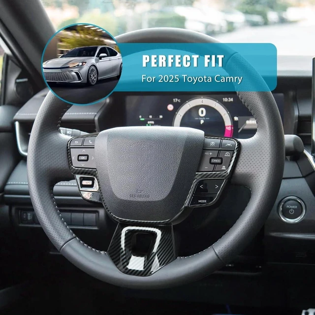 Alt view image 6 of 7 - Gear Shift Panel Cover for 2025 2026 Toyota Camry Accessories Interior ABS Carbon Fiber Style Trim Center Console Sticker Frame Decoration (Carbon Fiber Style, Steering Wheel Panel Cover)