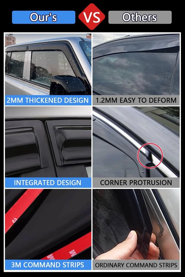 Alt view image 6 of 6 - Vent Shades Rain Guards for Toyota Corolla Sedan 2020 2021 2022 2023 2024 2025 Accessories, for Toyota Corolla Sedan Window Deflectors Window Visors
