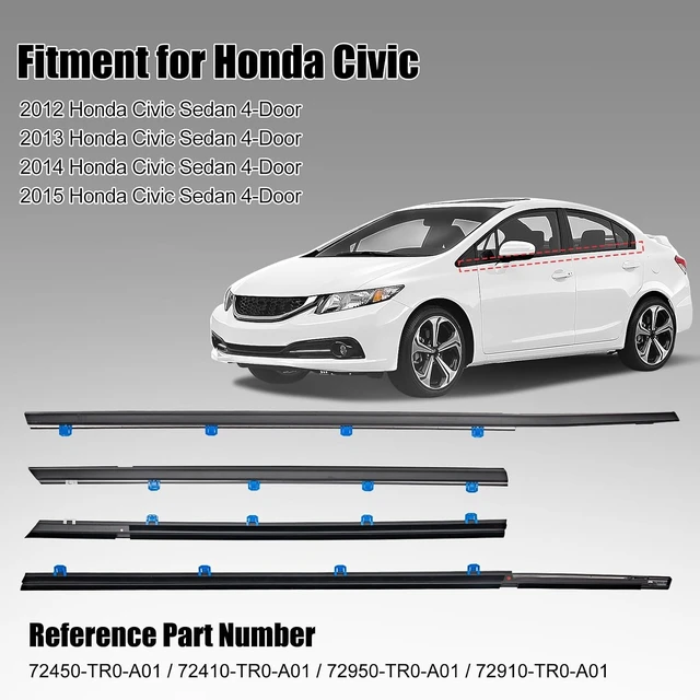Alt view image 2 of 7 - Window Molding Trim for 2012-2015 Honda Civic 4-Door Sedan