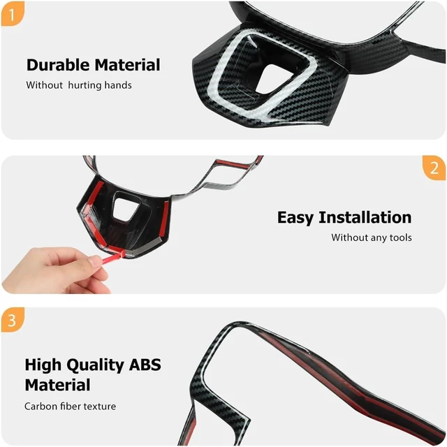 Alt view image 3 of 7 - Gear Shift Panel Cover for 2025 2026 Toyota Camry Accessories Interior ABS Carbon Fiber Style Trim Center Console Sticker Frame Decoration (Carbon Fiber Style, Steering Wheel Panel Cover)