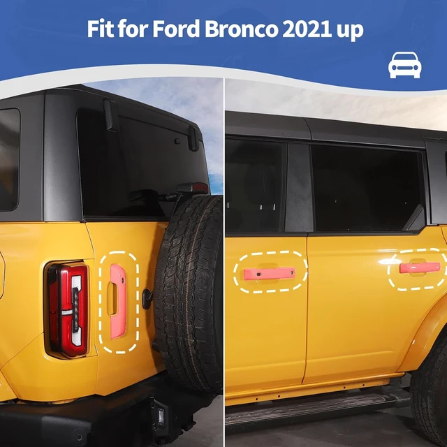 Alt view image 4 of 7 - for Bronco Door Handle Cover Trim Fit for Ford Bronco 2021 up Pink Exterior Accessories 5pcs
