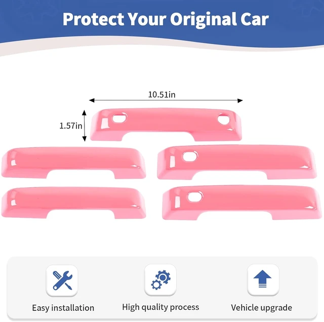 Alt view image 6 of 7 - for Bronco Door Handle Cover Trim Fit for Ford Bronco 2021 up Pink Exterior Accessories 5pcs