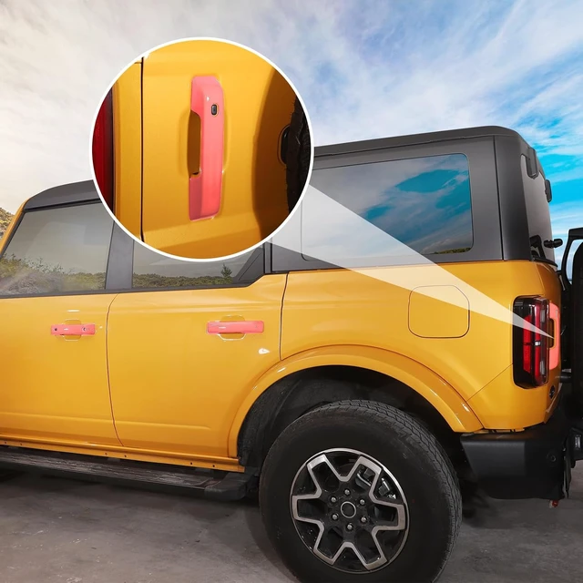 Alt view image 7 of 7 - for Bronco Door Handle Cover Trim Fit for Ford Bronco 2021 up Pink Exterior Accessories 5pcs