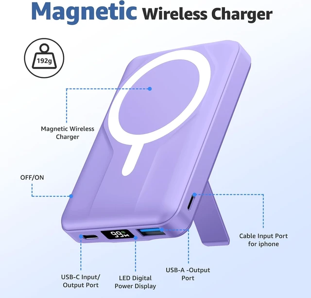 Alt view image 2 of 7 - for MagSafe Portable Charger, 10000mAh Magnetic Power Bank 20W PD