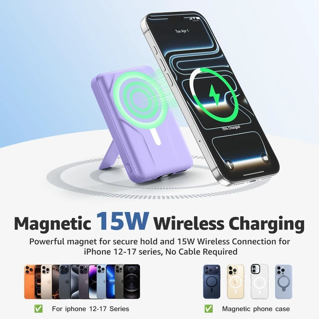 Alt view image 3 of 7 - for MagSafe Portable Charger, 10000mAh Magnetic Power Bank 20W PD