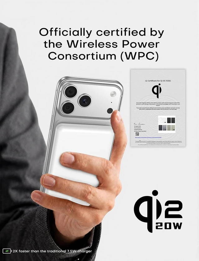 Alt view image 2 of 7 - for Magsafe Power Bank Portable Charger 10000mAh Qi2 for iPhone 12-17
