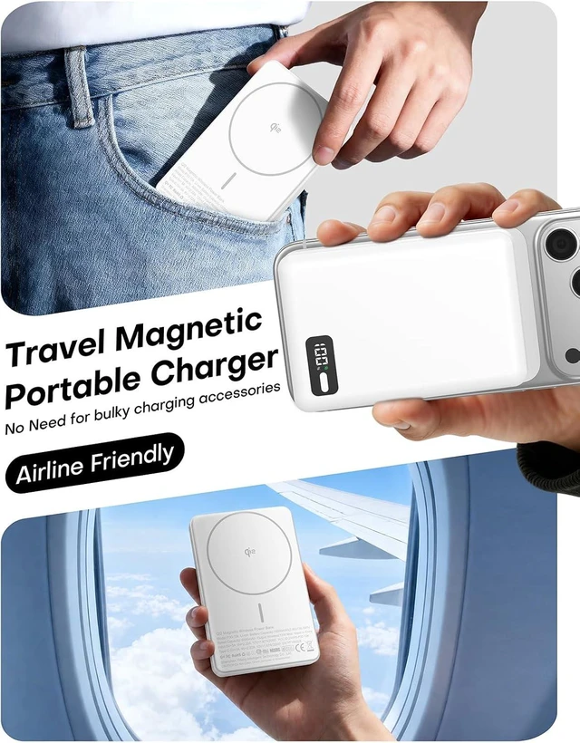 Alt view image 7 of 7 - for Magsafe Power Bank Portable Charger 10000mAh Qi2 for iPhone 12-17