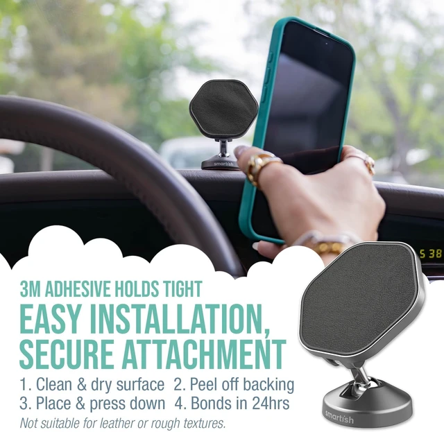Alt view image 4 of 7 - MagSafe Car Phone Holder, Mountaineer Car Mount, Magnetic, Black