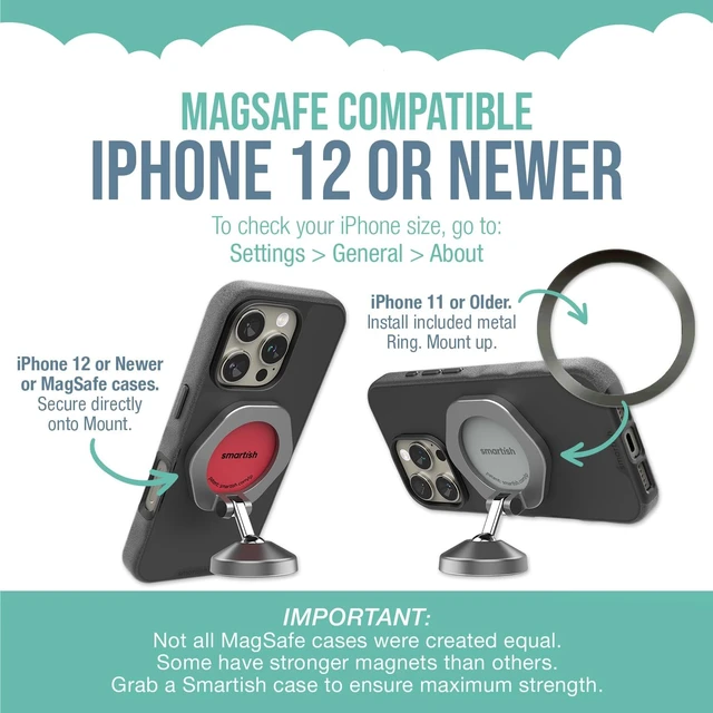 Alt view image 6 of 7 - MagSafe Car Phone Holder, Mountaineer Car Mount, Magnetic, Black