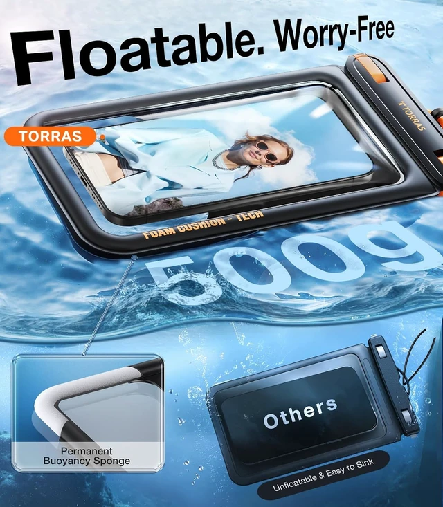 Alt view image 6 of 7 - IP68 Waterproof Phone Pouch Floating with Double Space 7.0", Green