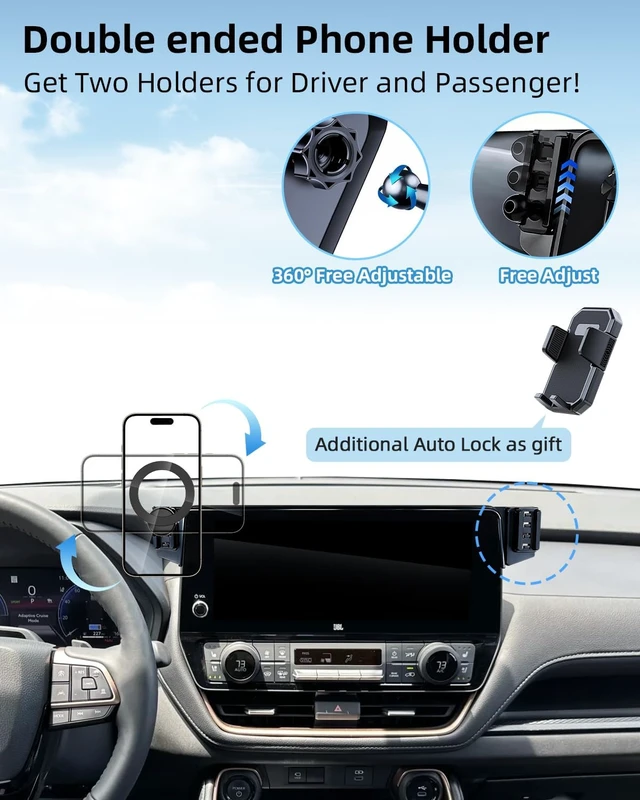 Alt view image 3 of 7 - Car Phone Mount for Toyota Grand Highlander 2024-2026 12.3-inch Screen