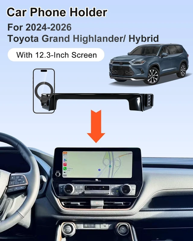 Alt view image 2 of 7 - Car Phone Mount for Toyota Grand Highlander 2024-2026 12.3-inch Screen
